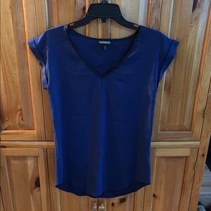 Express Blue Fitted Cap Sleeve Blouse